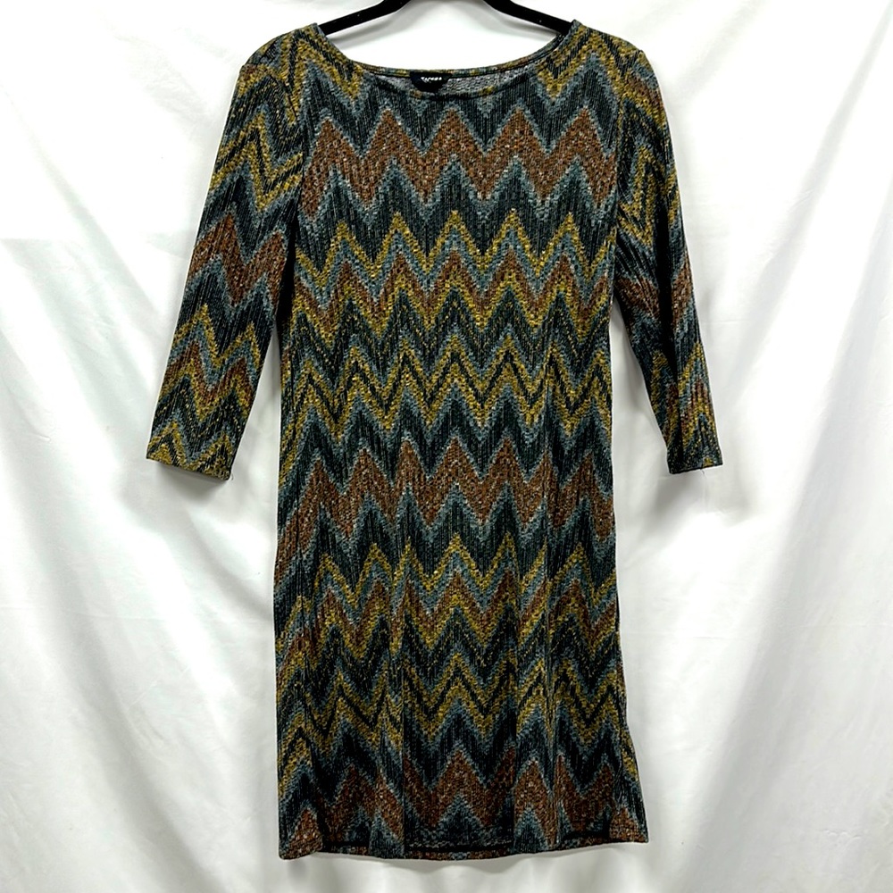 Tacera Size PS Chevron Design Fall Dress